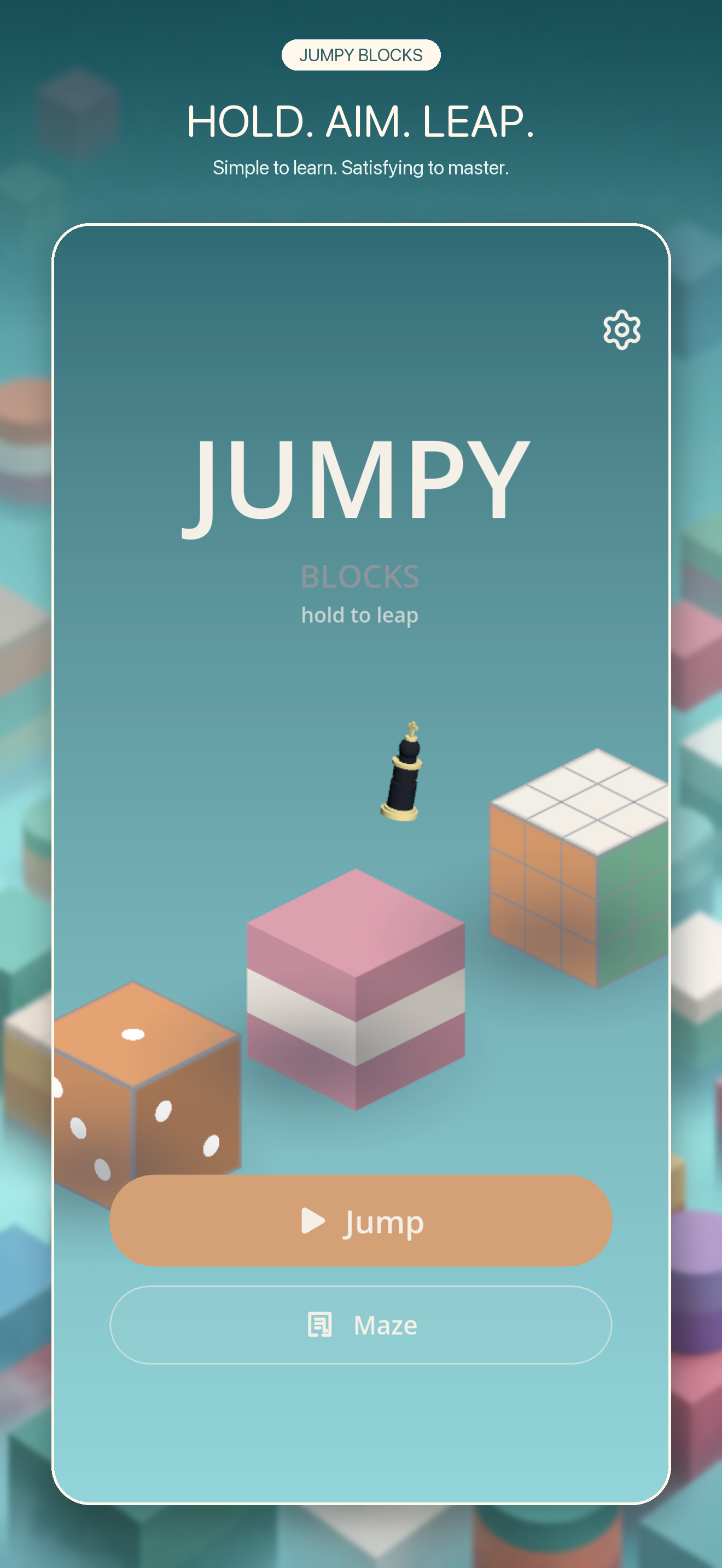Jumpy Blocks home screen showing Jump and Maze modes